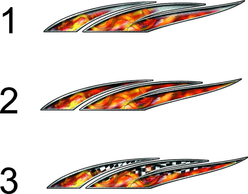 flaming dragon wave decals different styles to choose from